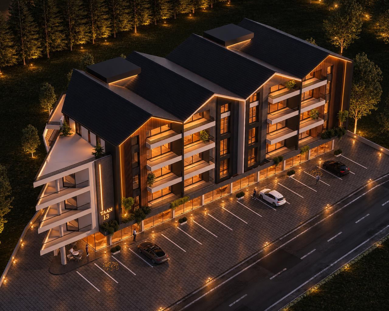 Aerial view of TAAN 13 at night